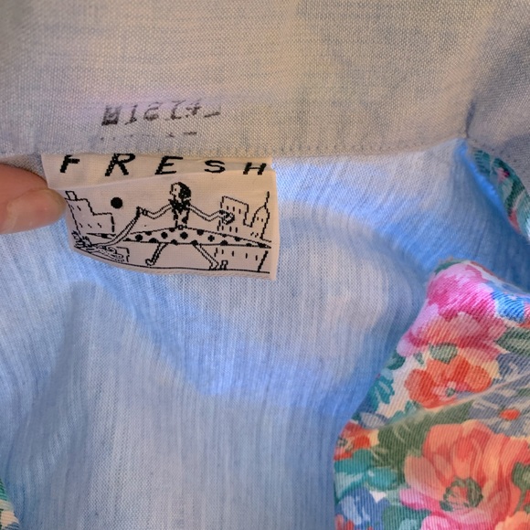 Vintage Button Top Floral Plaid & Chambray Medium - Picture 6 of 7